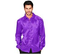 Widmann Satin Purple 70s Disco Shirt (M) Purple / Lila