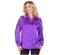 Widmann Satin Purple 70s Disco Shirt (M) Purple / Lila