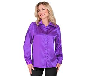 Widmann Satin Purple 70s Disco Shirt (M) Purple / Lila