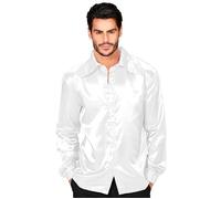 W WIDMANN MILANO Party Fashion - Camicia disco anni '70, manica lunga, camicia in raso, carnevale