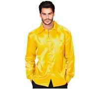 Widmann Satin Yellow 70s Disco Shirt (L) Yellow