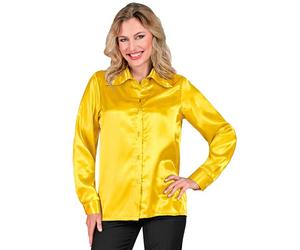 Widmann Satin Yellow 70s Disco Shirt (M) Yellow