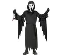 Widmann Screaming Ghost (Hooded Robe, Belt, Mask) (116 cm / 4-5 Years) Black