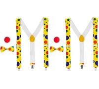 Widmann - Set di travestimenti pagliaccio, bretelle, papillon e naso, carnevale, festa a tema, compleanno, circo (Confezione da 2)