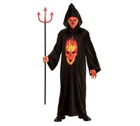 Widmann Skeleton Devil (Hooded Robe) (140 cm / 8-10 Years) Black