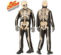 Widmann Skeleton Fast Costume (Jacket, Pants, Gloves, Mask) (128 cm / 5-7 Years)
