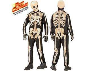 Widmann Skeleton Fast Costume (Jacket, Pants, Gloves, Mask) (128 cm / 5-7 Years)