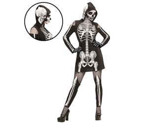 Widmann Skeleton (Hooded Dress, Thigh High Leggings) (S) Black