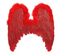 Widmann Srl Ali Piumate Rosse con Finitura in Marabou e Glitter 46x49 cm Accessori per Adulti, Rosso, WDM01199