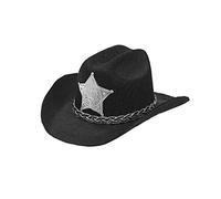 Widmann Srl Mini Cappello Cowboy con Stella da Sceriffo in Feltro Nero, Calotte e Copricapi per Adulti, Multicolore, WDM68570