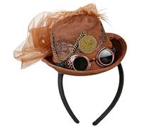 WIDMANN MILANO PARTY FASHION W 68562 - Cerchietto per capelli con mini cilindri Steampunk, effetto camoscio, retrò, festa a tema, carnevale