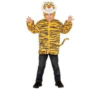 W WIDMANN MILANO Party Fashion - Costume da tigre in peluche per bambini, giacca con cappuccio, costume da animale