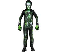 Widmann Toxic Skeleton (Jumpsuit, Hooded Mask) (140 cm / 8-10 Years) Green