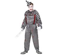 Widmann Vintage Clown (Jumpsuit With Ruff And Braces, Headpiece) (M) Black
