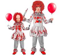 Widmann Vintage Horror Clown (Dress, Ruff, Shoe Covers) (116 cm / 4-5 Years) Gre