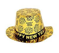 WIDMANN 7989R - Cilindro Happy New Year Adulto Unisex, Capodanno, Capodanno Cinese, Colore Oro