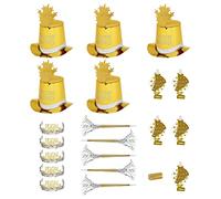 Widmann WDM8000B - Costume Per Adulti Party Kit Buon Anno Oro per 10 Persone, Taglia Unica