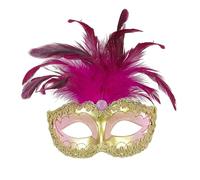 WIDMANN WID04698 - Maschera Reale Oro con Gemma Strass, Decorata con Glitter e Piume, Viola, Taglia Unica