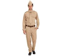 Widmann Ww2 Soldier (Shirt, Pants, Tie, Hat) (S) Beige / Skin Color