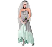 Widmann Zombie Bride (Dress, Flower Veil, Flower Bouquet) (M) Grey