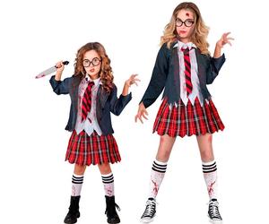 Widmann Zombie School Girl (Jacket With Shirt, Skirt, Tie, Socks) (128 cm / 5-7