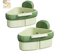 Widous/Curetoaway/Wideous Suction Cup Sink Corner Rack, Food Waste Catcher for Sink with Fine Mesh - Removable for Easy Cleaning, Plastic Storage Rack Holder (green-2pcs)
