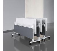 Widppsopt 1PCS Folding Conference Table, Mobile Training Table with Locking Wheels, Modern Conference Room Desk for Office & Training Rooms, Easy to Arrange(White,160 * 50 * 75cm)