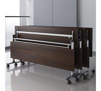 Widppsopt 1PCS Folding Conference Table, Mobile Training Table with Locking Wheels, Modern Conference Room Desk for Office & Training Rooms, Easy to Arrange(Walnut,140 * 50 * 75cm)