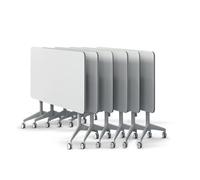 Widppsopt 6 Pack Conference Room Table, Folding White Flip Top Mobile Training Table, Rolling Meetings Desk for Office Training Seminar Classroom with Wheels 55.1" W x 23.6" D x 29.5" H