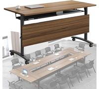 Widppsopt 70in Folding Conference Table with Silent Locking Wheels, Portable Business Meeting Table, Space-Saving Design, Ideal for Seminars, Training Rooms, and Office Spaces(120x40x75cm)