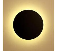 Widppsopt Applique da parete circolare a LED, moderna, nordica, semplice, rotonda, in metallo, illuminazione da parete per interni, per soggiorno, camera da letto, scale, nero + dimmerazione continua