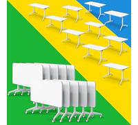 Widppsopt Conference Room Table, 6 FT Foldable Training Desk with Wheels,Flip Top White Mobile Meeting Desk,2-10 People Large Conference RoomTables for Office (10 55.1'')