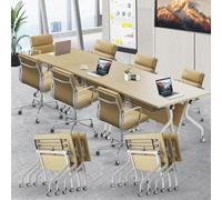 Widppsopt Conference Room Table,Folding Conference Table with Caster Wheels,Mobile Foldable Office Training Room Desk Rectangle Modular Meeting Seminar Desk for Office Classroom