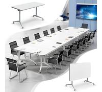 Widppsopt Conference Table 2 Pack Foldable Meeting Desk Mobile Training Table with Wheels Multifunctional Flip Top Rolling Seminar Meeting Desk for Office,Meeting Room,classr