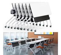 Widppsopt Conference Table, Folding Conference Room 6pack Office Desk Flip Top Mobile Meeting Training Desk with Wheels Seminar Boardroom Table for Home Office Classr