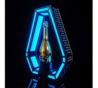 Widppsopt Espositore per bottiglie di champagne a forma di asso di picche, 7 colori, espositore per bottiglie di vino luminoso, espositore per bottiglie di liquore illuminato a LED per bar,
