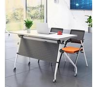 Widppsopt Foldable Conference Table with Flip-Top Design, White Seminar Meeting Table, Flip Top Large Mobile with Silent Locking Wheels Executive Desk for Meeting Room, Office, Classroom