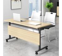 Widppsopt Folding Conference Room Table 6ft, Folding Modern Large Mobile Meeting Table, Office Desk with Iron Baffle Silent Wheels, Modern Boardroom Desk for Study Working