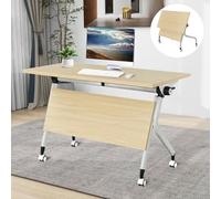 Widppsopt Folding Conference Room Table Combinable Trapezoidal Conference Table,Mobile Flip Top Training Desk with Silent Wheels, Multifunction Modular Desk for Office Meeting Room (1pcs)