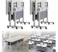 Widppsopt Folding Conference Table, 4.6FT 2-10 Person Large Conference Desk with Wheels, Modern Rectangle Meeting Seminar Training Room Table for Office Classrooms(White2 4PCS)