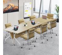 Widppsopt Folding Conference Table 6PCS Long Folding Table, Mobile Conference Room Desk with Caster Wheels, Large Meeting Podcast Desk for 10 People