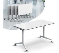 Widppsopt Folding Conference Table for 2-10 People,Mobile Meeting Desk with Caster Wheels Large Rectangle Meeting Seminar Desk Conference Table for School Restaurant