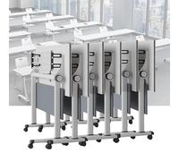 Widppsopt Folding Conference Table, Modern Mobile Meeting Table with Wheels Conference Room Desk, Mobile Flip Top Training Desk for Office Training Class room