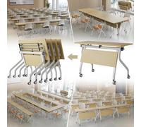 Widppsopt Folding Conference Table,Modern Office Conference Room Desk, Mobile Flip Top Training Desk with Caster Wheels,Foldable Meeting Table for Office,Meeting Room