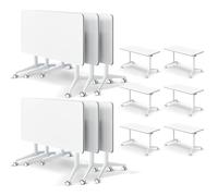 Widppsopt Folding Conference Table,Modern Rooms Flip Top Mobile Training Desk White Foldable Meeting Desk with Silent Wheels, Suitable for Office Classroom