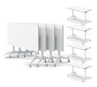 Widppsopt Folding Conference Table,Modern Rooms Flip Top Mobile Training Desk White Foldable Meeting Desk with Silent Wheels, Suitable for Office Classroom