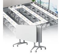 Widppsopt Folding Conference Table with Lockable Wheels, Flip Top Mobile Training Table, Foldable Meeting Desk Conference Room Desk for Office Home Classroom(2pack 47.2in)