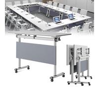 Widppsopt Mobile Conference Room Table with Large Folding Modern Desk for Office Boardroom Meetings