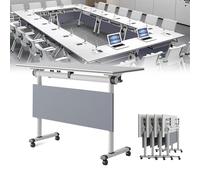 Widppsopt Mobile Conference Room Table with Large Folding Modern Desk for Office Boardroom Meetings