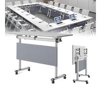 Widppsopt Mobile Conference Room Table with Large Folding Modern Desk for Office Boardroom Meetings